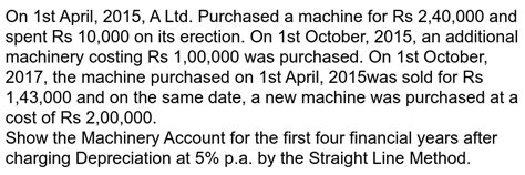 A Company Purchased On 1st July 2015 Machinery Costing Rs 30 000