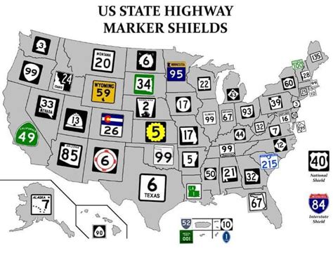 Us State Highway Route Marker Shields Highway Signs Road Signs Map