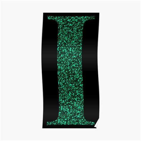 Letter I Emerald Dark Green Glitter Effect Alphabet Poster For Sale