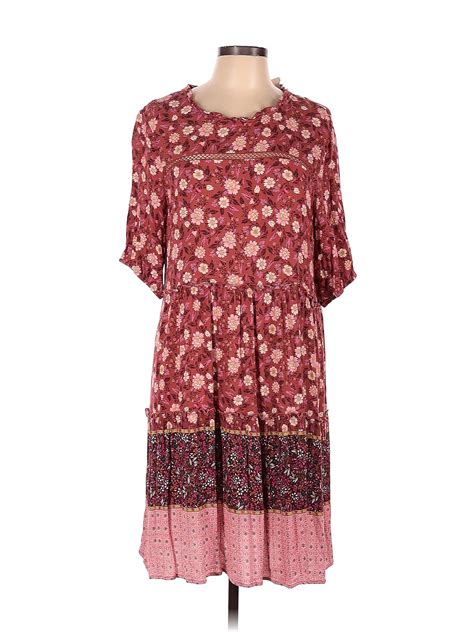 Knox Rose 100 Rayon Floral Pink Casual Dress Size L 40 Off Thredup