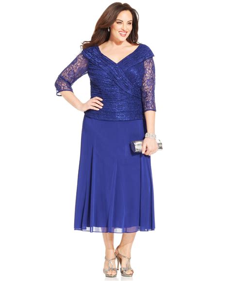 Lyst Alex Evenings Plus Size Lace Portrait Collar Dress In Blue