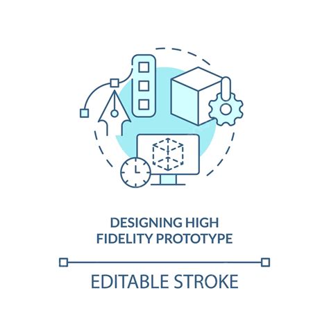 Designing High Fidelity Prototype Turquoise Concept Icon Flat Lineart