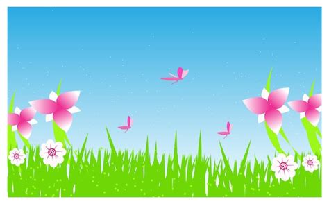 Fondo Vectorial De Paisaje De Primavera Con Flores Y Rboles Vector