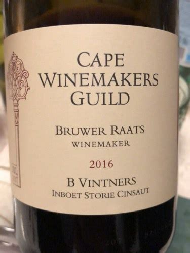 B Vintners Cape Winemakers Guild Ruwer Raats Inboet Storie Cinsaut