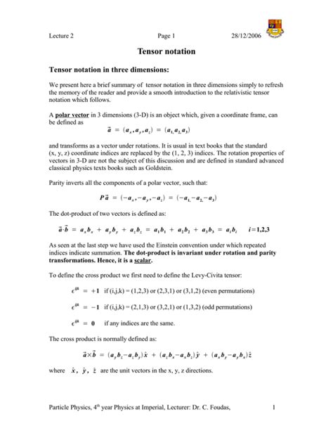 Tensor notation Tensor notation in three dimensions: