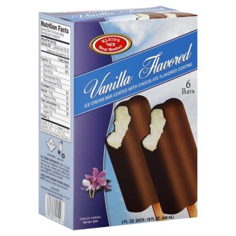 Klein S Real Kosher Chocolate Covered Vanilla Flavored Ice Cream Bars 6 Ct 3 Oz Harris Teeter