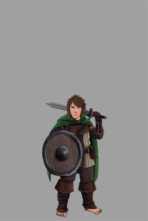 M Halfling Rogue Thief Leather Armor Cloak Shield Sword Male Undercity Fantasy Character