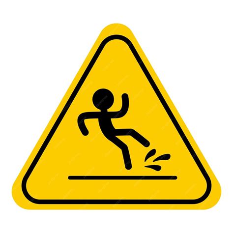 Premium Vector Wet Floor Sign Yellow Triangle With Falling Man In