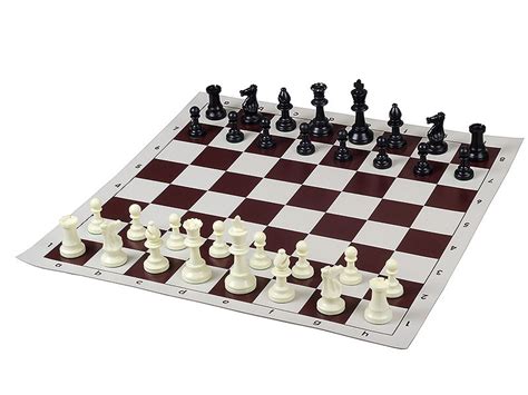 Brown Vinyl Chess Board With Staunton Plastic 3 75 No Weight Chess