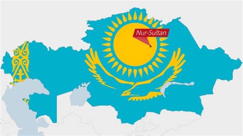 Premium Vector | Kazakhstan map highlighted in kazakhstan flag colors ...