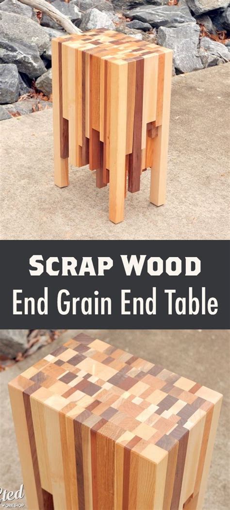 Scrap Wood End Grain End Table | How to Build | Cool wood projects ...