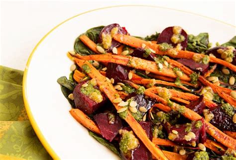 Roasted Carrots And Beets With Carrot Top Pesto Italian Food Forever