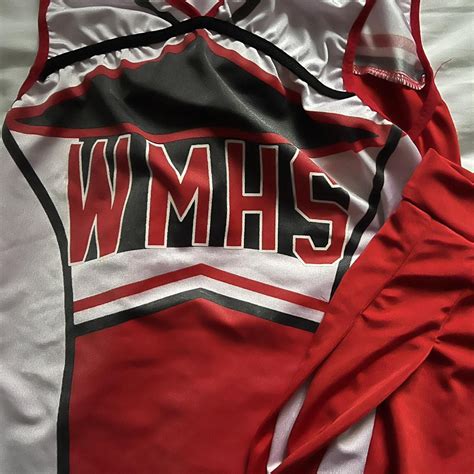 Red cheerleading / cheerleader costume Size... - Depop