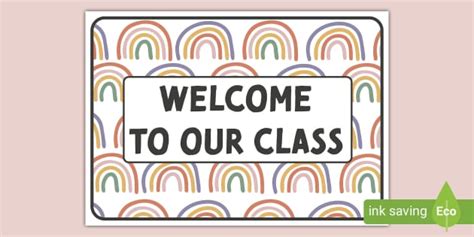 Muted Rainbow Themed Welcome To Our Class Display Poster