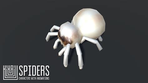 3D Model Spiders Characters With Animations VR AR Low Poly Rigged