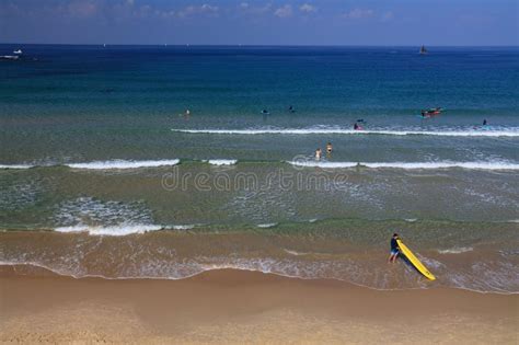 Surfing in Tel Aviv, Israel Editorial Image - Image of beach, urban ...