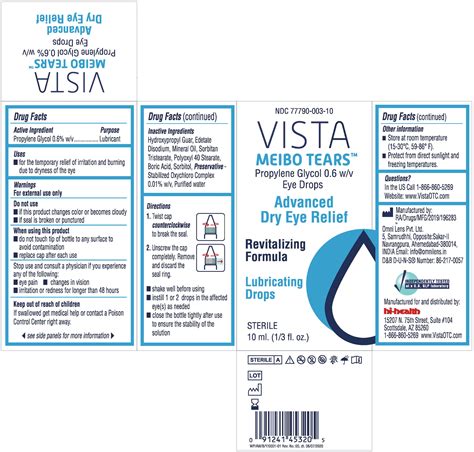 DailyMed - VISTA MEIBO TEARS PROPYLENE GLYCOL 0.6% W/V ADVANCED DRY EYE ...