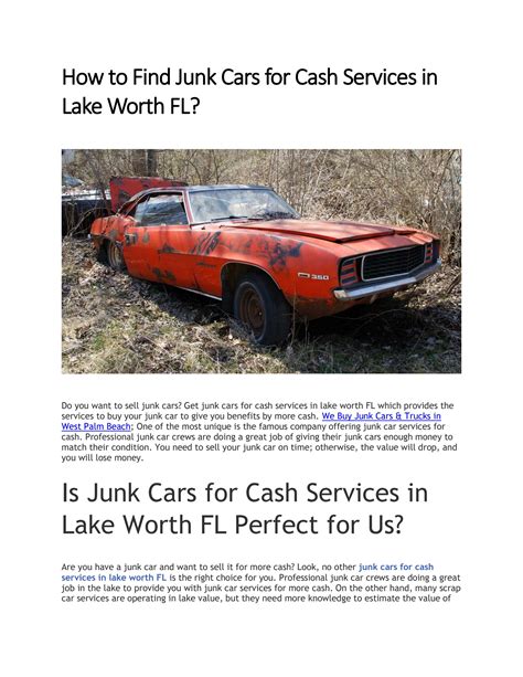 How To Find Junk Cars For Cash Services In Lake Worth Fl By Restoration