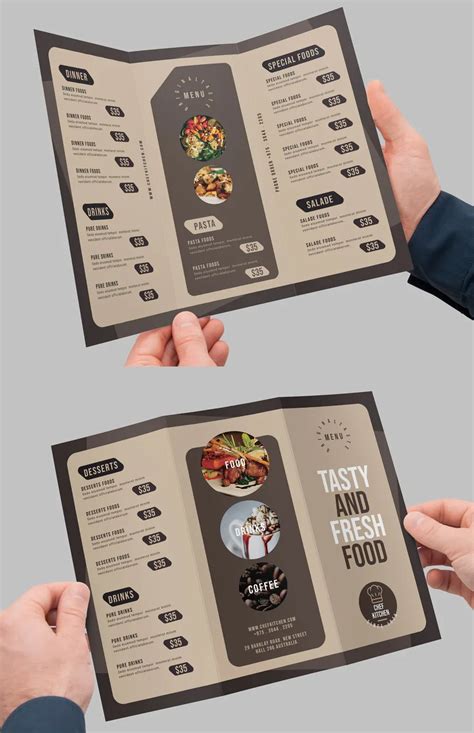 Food Menu Tri Fold Brochure Template Menu Card Design Menu Design