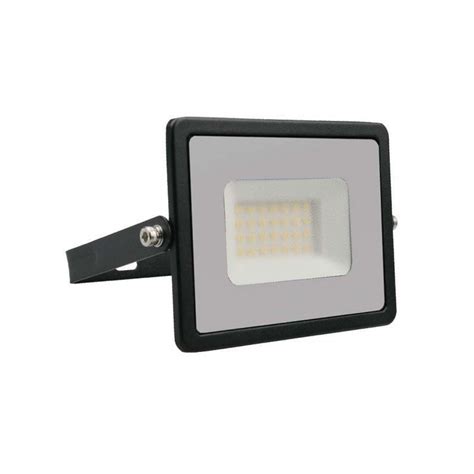 Projetor LED V TAC E Series G2 Slim SMD 30W Preto Luz Quente 3000K