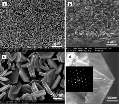 Fe Sem A C And Tem D Images Of Zno Double Layer Stacking Nanoplates