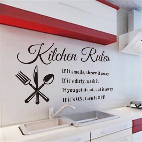 Kitchen Rules Vinyl Wall Stickers Quotes For Kitchen Room Indoor Wall