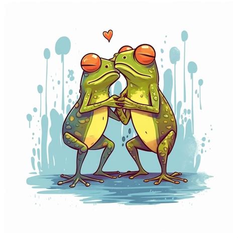 Premium AI Image Two Frogs Are Kissing Each Other With A Heart In The