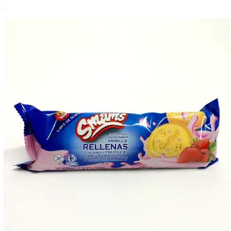 Galletitas De Vainilla Rellenas Sabor Frutilla Smams G Sin Tacc