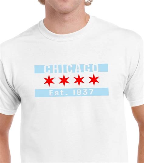 Chicago Flag T Shirt Mensunisex Classic Fit Small 6xl White Ash