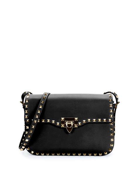 Valentino Rockstud Flap Top Shoulder Bag In Black Lyst