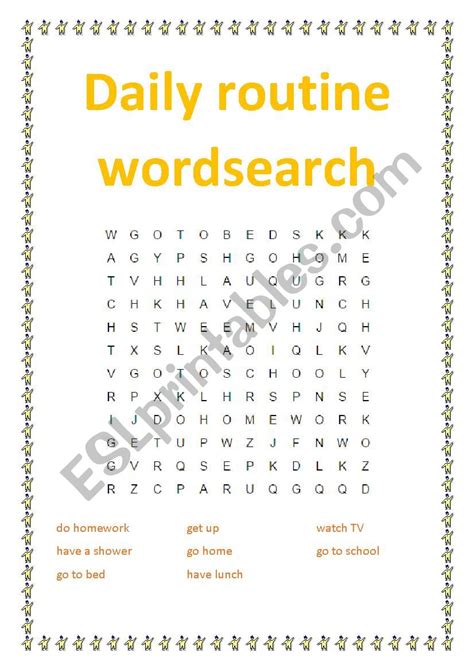 Daily Routine Wordsearch ESL Worksheet By Ewa11