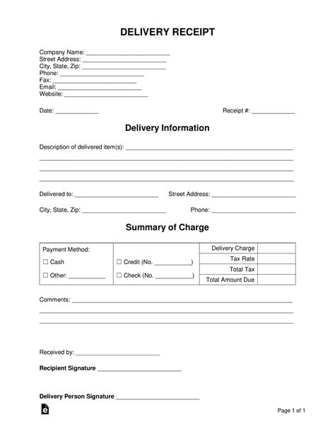 Delivery Receipt Template