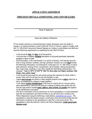 Fillable Online Vernon Ct Addendum To Metals Gem Application Doc