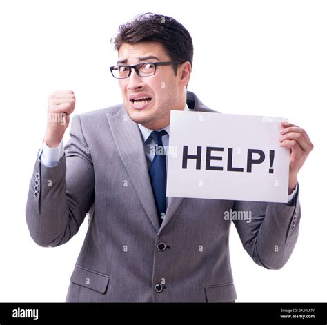 The Businessman Asking For Help Isolated On White Background Stock