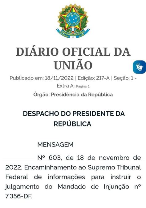 Bolsonaro Despacha Mandado De Injun O Em Edi O Extra No Di Rio