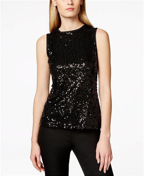 Onyx Sequined Sleeveless Top Tops Women Macys Sleeveless Top