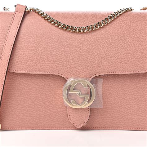 Gucci Dollar Calfskin Interlocking G Shoulder Bag Soft Pink 539682