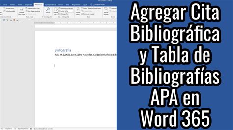 Agregar Cita Bibliográfica Y Tabla De Bibliografías Apa En Word 365