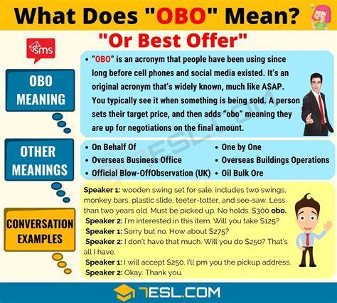 OBO Meaning: What Does OBO Mean? Useful Text Conversations • 7ESL