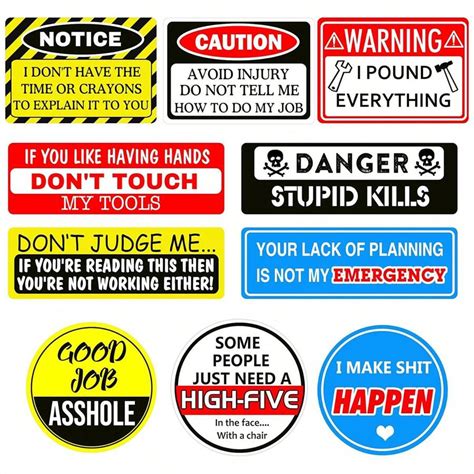 Funny Hard Hat Stickers Waterproof Vinyl Helmet Decals Toolbox