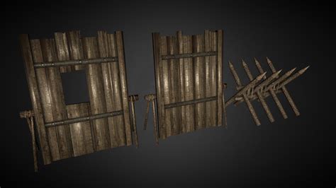 Barricades And Wooden Spike Wall 3d Model By Anruval3dmodels