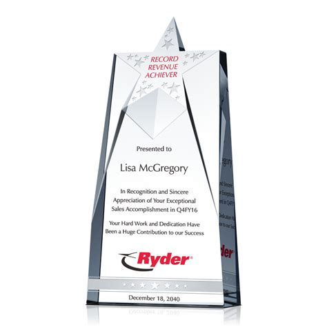 Top Star Sales Excellence Award Plaque Wording Sample By Crystal Central