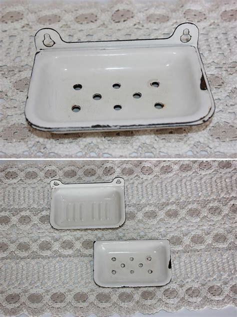 Enamel Soap Dish Soap Tray White Enamelware Soap Bowl Rustic Etsy