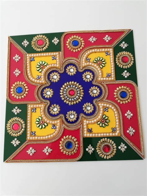 Square Multicolor Acrylic Rangoli Design Packaging Type Box Size