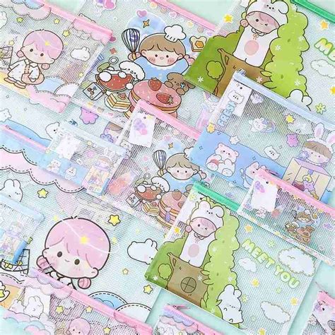 Jual MAP Folder Plastik Mika Bening Jaring Karakter Kartun Lucu A4