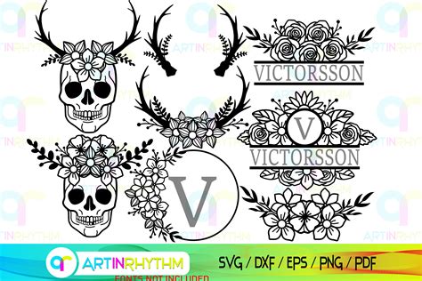 Floral Split Monogram Frame Graphic By Artinrhythm · Creative Fabrica