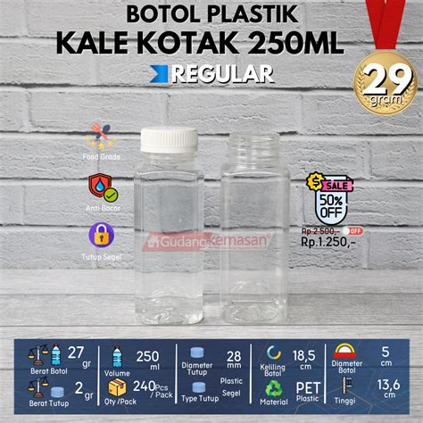 Jual Botol Plastik Kale Ml Kotak Tutup Segel Warna Warni Flash