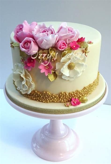 Elegant Pink And Gold Birthday By Izzy S Cakes Elegant Birthday Cakes Birthday Cake For Women