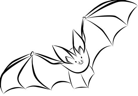 Bat Black Line Flying Bats Cartoon Bats Line Art Drawing By Hand