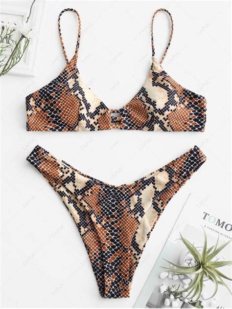 Off Zaful High Cut Leopard Bikini Set In Multi A Zaful